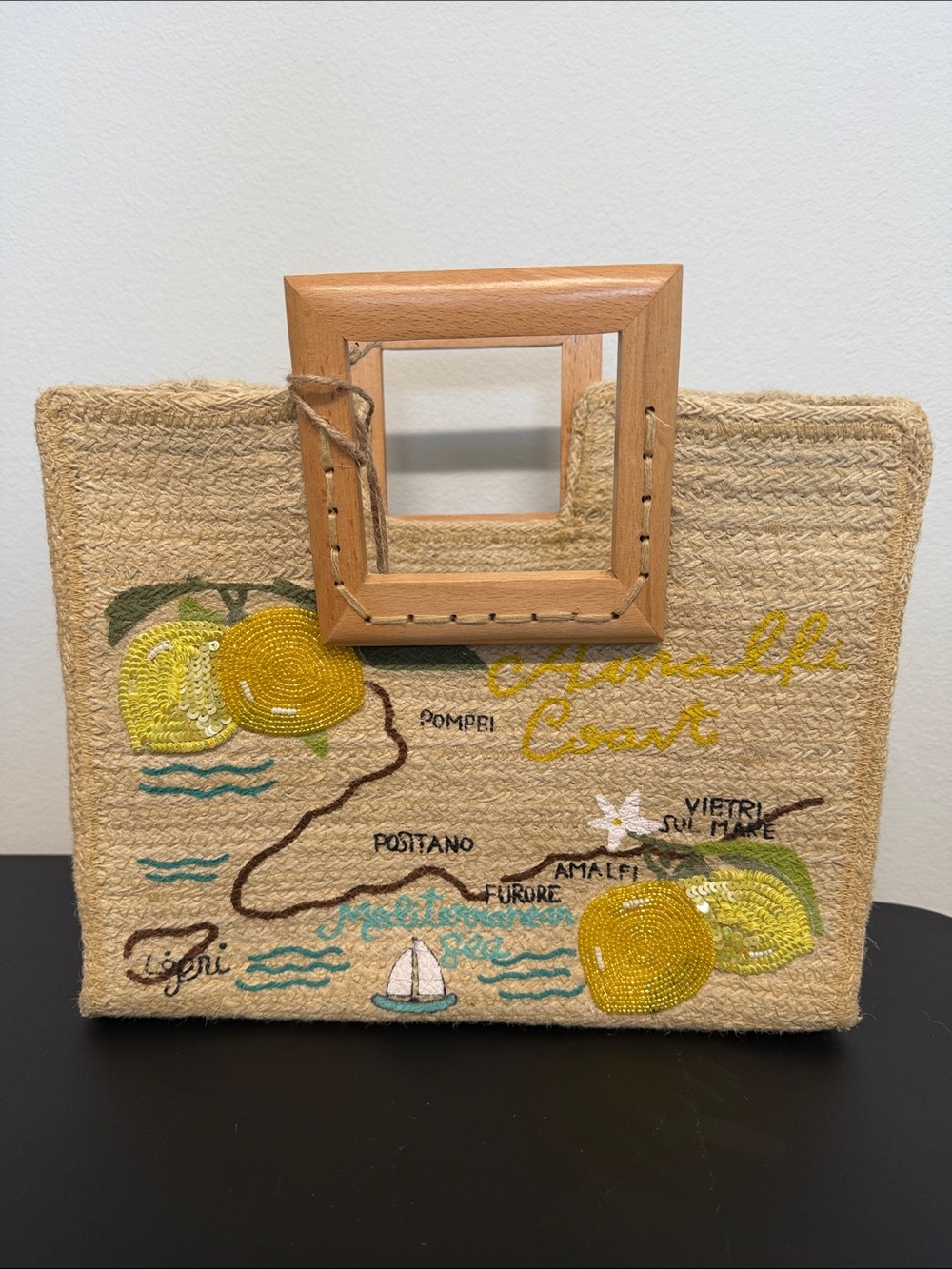 Antik Kraft | Italy Lemon Coastal Summer Beaded Jute Tote 🍋